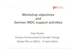 Workshop Objectives & German INDC Support