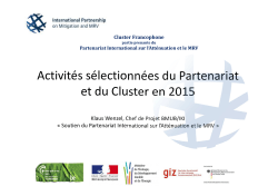 Suivi Cluster Francophone-Wenzel - International Partnership on