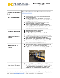 MiWorkspace Project Update April 2015 Timeline for Academic