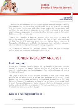 junior treasury analyst - Sodexo Benefits & Rewards Services