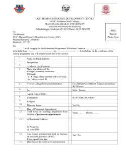 Application for Orientation Programme in UGC Academic Staff college
