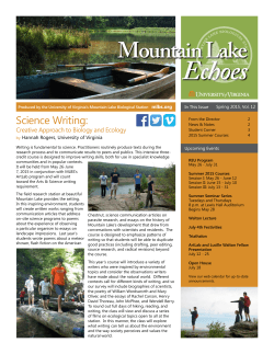 Spring 2015, Vol. 12 - Mountain Lake Biological Station