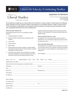 Application for Admission - Master of Liberal Studies at Rice University