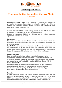 TroisiÃ¨me Ã©dition des mÃ©ditel Morocco Music Awards