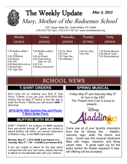The Weekly Update May 3, 2015 - Mary, Mother of the Redeemer