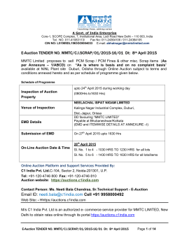 E-Auction TENDER NO. MMTC/C.I.SCRAP/01/2015