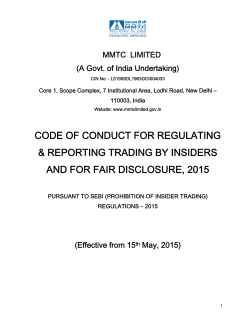 Code Of Conduct For Regulating & Reporting Trading By Insiders
