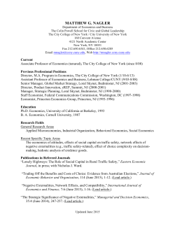 curriculum vitae - Matthew G. Nagler