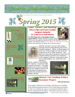 Spring 2015 Spring 2015 - Minnesota Archaeological Society
