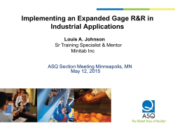 Implementing an Expanded Gage R&R (Repeatability