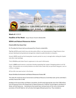 Week of: 4.19.15 MDHA and Natural Resources Action: