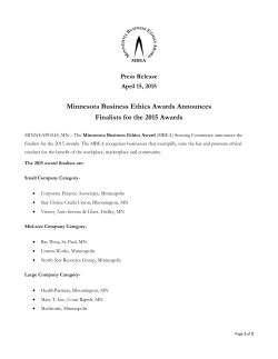 Press Release - Minnesota Business Ethics Award