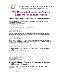Award Winners - Minnesota Academy of Science