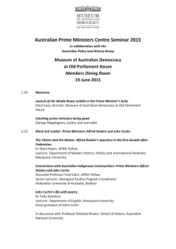 Australian Prime Ministers Centre Seminar 2015