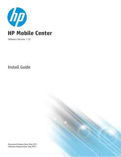 HP Mobile Center Install Guide - HP Mobile Center Help