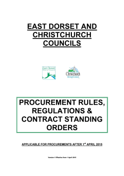 Procurement Regulations, Rules and Contract Standing Orders