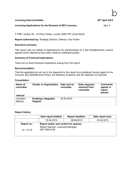 Licensing Sub-Committee 20th April 2015 Licensing Applications for