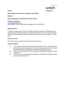 Council 20 May 2015 New Procedures for dismissal of statutory