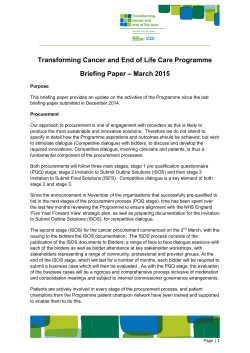 Transforming Cancer and End of Life Care Programme Briefing