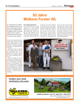30 Jahre Molkerei Forster AG