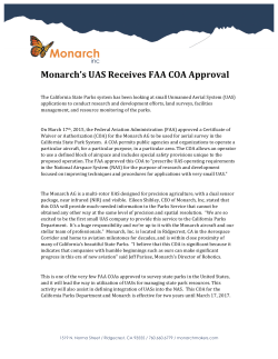 Monarch`s UAS Receives FAA COA Approval