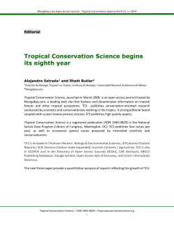 Tropical Conservation Science begins its eighth year