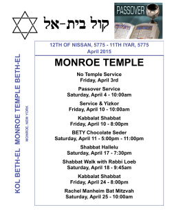 April 2015 - Monroe Temple Beth-El
