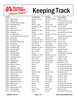 Keeping Track - Montana Lottery