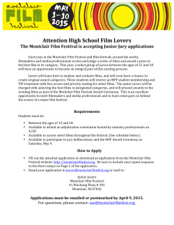 application and schedule - Montclair Film Festival