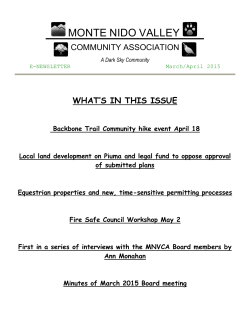 March/April 2015 Newsletter - Monte Nido Valley Community