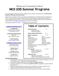 2015 summer application - Montessori Community School
