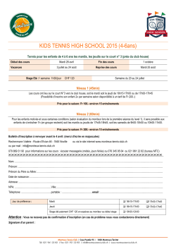 Formulaire d`inscription Kids Tennis High School