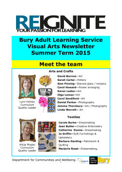 Bury Adult Learning Service Visual Arts Newsletter Summer Term