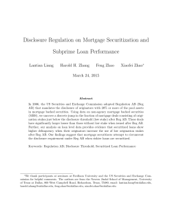 Disclosure Regulation on Mortgage Securitization and Subprime