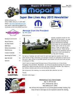 Super Bee Lines May 2015 Newsletter