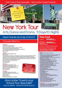 New York Art, Dance & Drama Tour 2016/2017