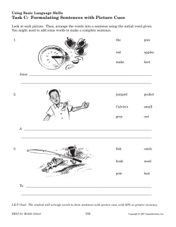 Task C: Formulating Sentences with Picture Cues, continued