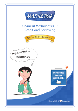 Financial Mathematics 1: Credit and Borrowing