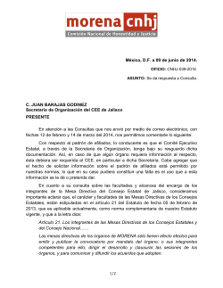CNHJ-039-2014 respuesta a Juan Barajas Jalisco