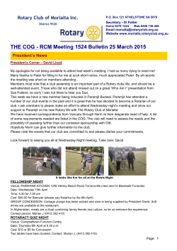 THE COG - RCM Meeting 1524 Bulletin 25 March 2015