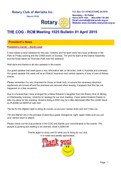 THE COG - RCM Meeting 1525 Bulletin 01 April 2015