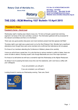 THE COG - RCM Meeting 1527 Bulletin 15 April 2015