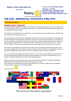 THE COG - RCM Meeting 1530 Bulletin 6 May 2015