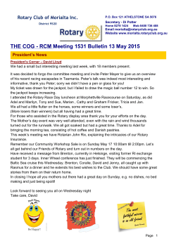 42 Rotary COG Newsletter 13 May 2015