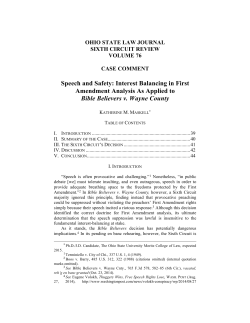 Speech and Safety: Interest Balancing in First Amendment Analysis