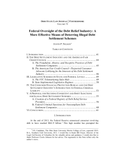 Federal Oversight of the Debt Relief Industry: A More Effective