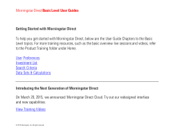MorningstarDirect Basic Level User Guides Getting Started with