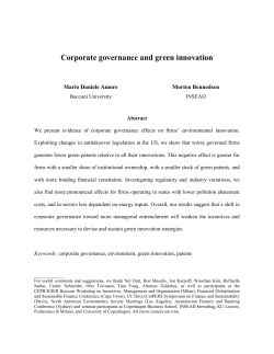 Corporate governance and green innovation, joint with Mario D