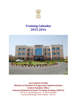 Training Calendar - Ministry of Statistics and Programme