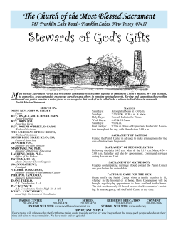 Stewards of God`s Gifts - Church of the Most Blessed Sacrament